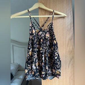 American Eagle Outfitters Black Floral Tank Top